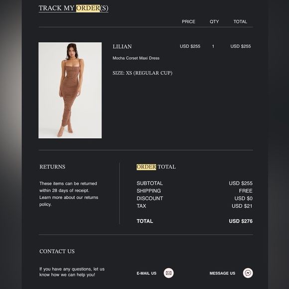 Lilian Dress by House of CB, Mocha Corset Maxi Dress, Size XS, Regular Cup (A-C) - Picture 7 of 7